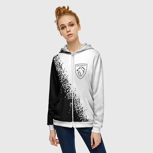 Женская толстовка на молнии ПЕЖО Арт / 3D-Белый – фото 3