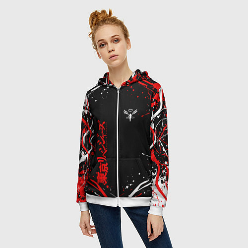 Женская толстовка на молнии Токийские мстители брызги красок / 3D-Белый – фото 3