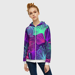 Толстовка на молнии женская Neon color pattern Fashion 2023, цвет: 3D-белый — фото 2