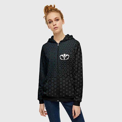 Женская толстовка на молнии ДЭУ - Соты / 3D-Черный – фото 3