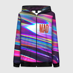 Толстовка на молнии женская Neon pattern Mad, цвет: 3D-черный