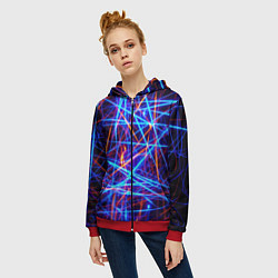 Толстовка на молнии женская Neon pattern Fashion 2055, цвет: 3D-красный — фото 2