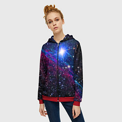 Толстовка на молнии женская Открытый космос Star Neon, цвет: 3D-красный — фото 2