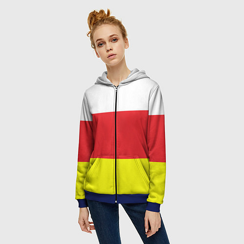 Женская толстовка на молнии СЕВЕРНАЯ ОСЕТИЯ РЕСПУБЛИКА / 3D-Синий – фото 3