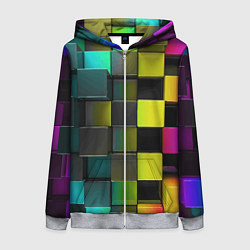 Толстовка на молнии женская Colored Geometric 3D pattern, цвет: 3D-меланж