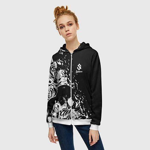 Женская толстовка на молнии Sabaton - сабатон черепа / 3D-Белый – фото 3