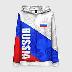 Женская толстовка на молнии RUSSIA - SPORTWEAR - ТРИКОЛОР