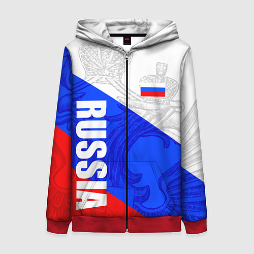 Женская толстовка на молнии RUSSIA - SPORTWEAR - ТРИКОЛОР / 3D-Красный – фото 1