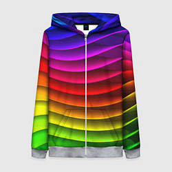 Толстовка на молнии женская Color line neon pattern Abstraction Summer 2023, цвет: 3D-меланж
