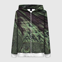 Толстовка на молнии женская Камуфляжный змеиный фрактал, цвет: 3D-белый