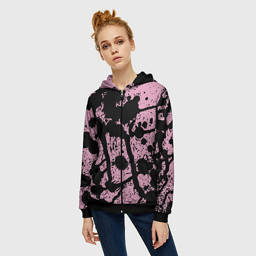 Женская толстовка на молнии Кляксы Авангард Узор Blots Vanguard Pattern / 3D-Черный – фото 3