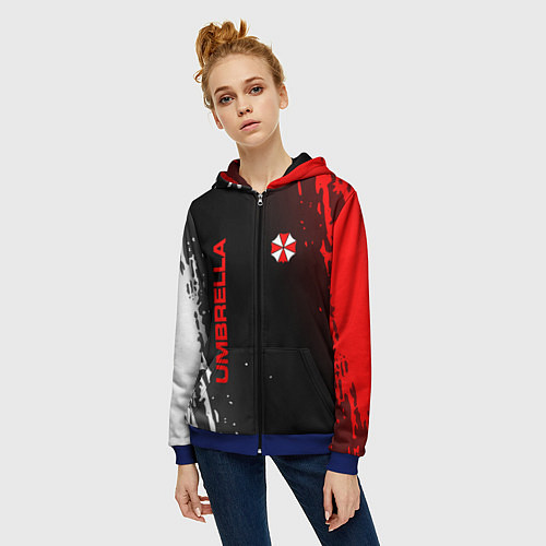 Женская толстовка на молнии Resident evil амбрелла / 3D-Синий – фото 3