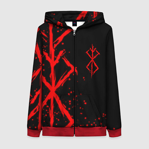 Женская толстовка на молнии КЛЕЙМО ЖЕРТВЫ BERSERK БЕРСЕРК / 3D-Красный – фото 1