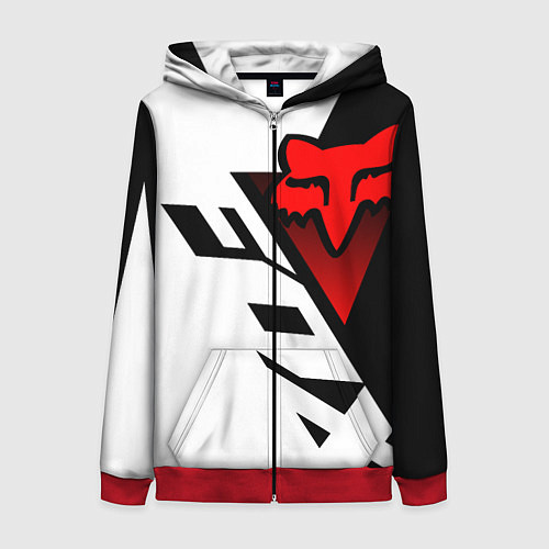 Женская толстовка на молнии MOTO FOX - Мотокросс / 3D-Красный – фото 1