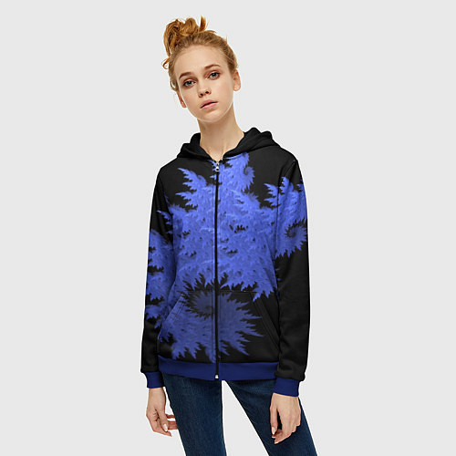 Женская толстовка на молнии Абстрактный морозный узор Abstract frost pattern / 3D-Синий – фото 3