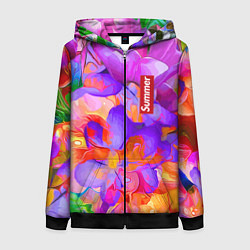 Женская толстовка на молнии Красочный цветочный паттерн Лето Colorful Floral P