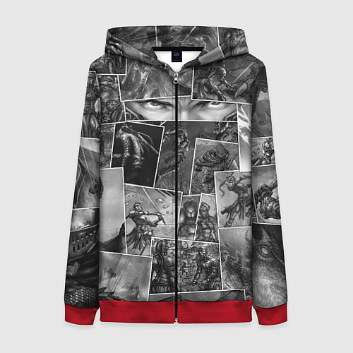 Женская толстовка на молнии Тёмные души комикс / 3D-Красный – фото 1
