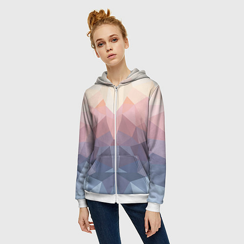 Женская толстовка на молнии Полигональная свежесть 2022 / 3D-Белый – фото 3