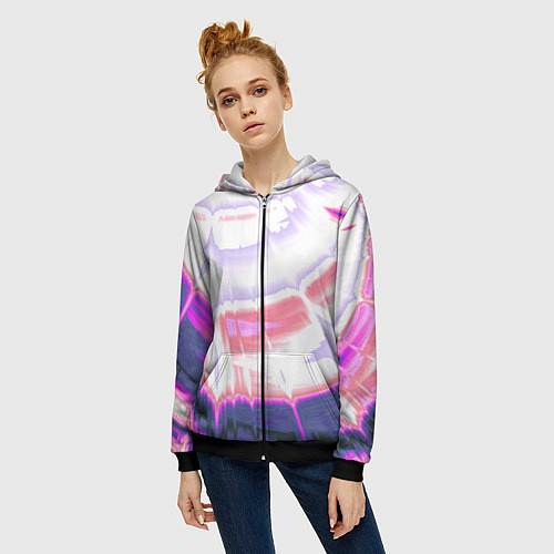 Женская толстовка на молнии Тай-дай Абстракция Tie-Dye / 3D-Черный – фото 3