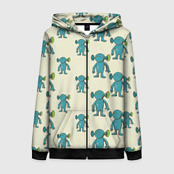 Женская толстовка на молнии Милые зеленые человечки