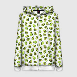 Толстовка на молнии женская Смешное авокадо на белом фоне, цвет: 3D-белый