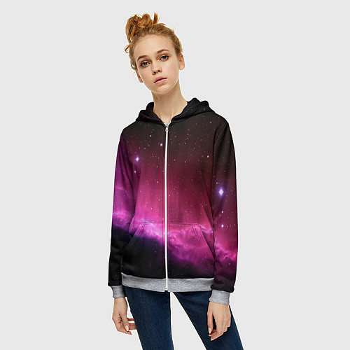 Женская толстовка на молнии Night Nebula / 3D-Меланж – фото 3