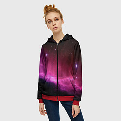 Толстовка на молнии женская Night Nebula, цвет: 3D-красный — фото 2