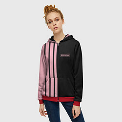 Толстовка на молнии женская BLACKPINK HALF BLACK-PINK MINI LOGO, цвет: 3D-красный — фото 2