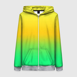 Толстовка на молнии женская Неоновый градиентный желто-зеленый фон, цвет: 3D-меланж