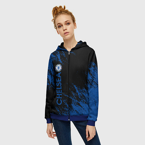 Женская толстовка на молнии Chelsea текстура / 3D-Синий – фото 3