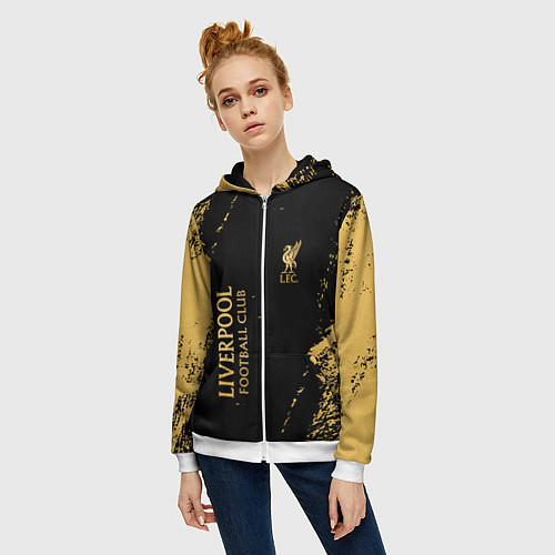 Женская толстовка на молнии Liverpool гранж / 3D-Белый – фото 3