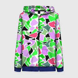 Женская толстовка на молнии Abstract pattern green pink spots