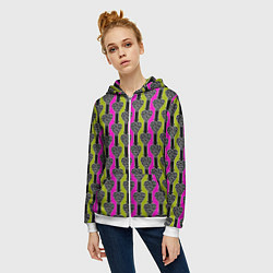 Толстовка на молнии женская Striped multicolored pattern Сердце, цвет: 3D-белый — фото 2