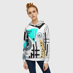 Толстовка на молнии женская Абстрактный современный дизайн, цвет: 3D-белый — фото 2