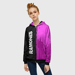Толстовка на молнии женская Ramones Rock Legends, цвет: 3D-черный — фото 2