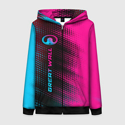 Толстовка на молнии женская Great Wall Neon Gradient FS, цвет: 3D-черный