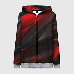 Толстовка на молнии женская Red and Black Geometry, цвет: 3D-меланж