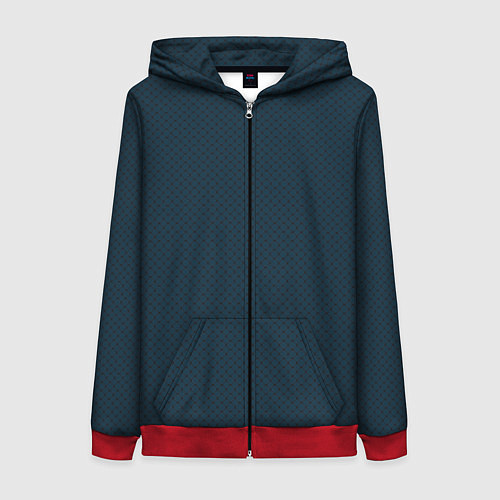 Женская толстовка на молнии Черная сетка на темно синем / 3D-Красный – фото 1