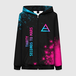 Толстовка на молнии женская Thirty Seconds to Mars Neon Gradient, цвет: 3D-черный