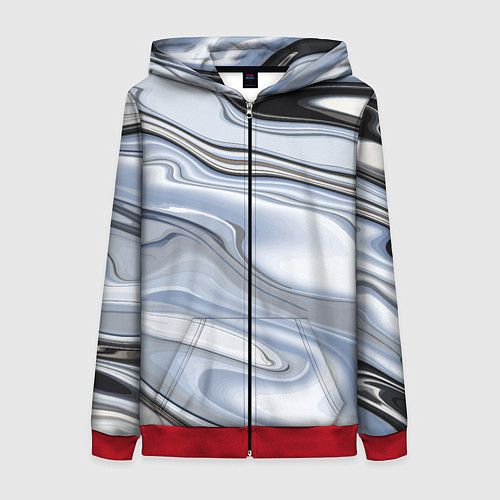 Женская толстовка на молнии Серебристая поверхность воды / 3D-Красный – фото 1