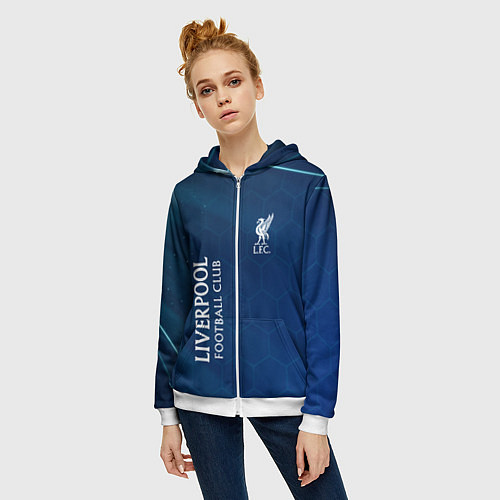 Женская толстовка на молнии Liverpool Соты Абстракция / 3D-Белый – фото 3