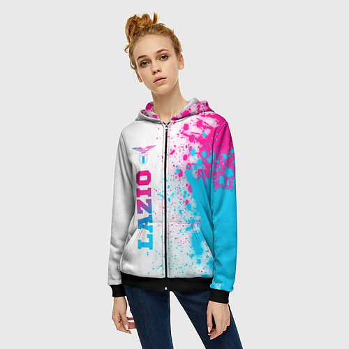 Женская толстовка на молнии Lazio neon gradient style: по-вертикали / 3D-Черный – фото 3