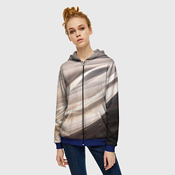 Толстовка на молнии женская Абстрактные волны и огни бесконечности, цвет: 3D-синий — фото 2