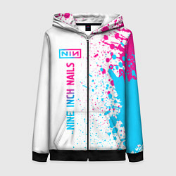 Толстовка на молнии женская Nine Inch Nails neon gradient style: по-вертикали, цвет: 3D-черный