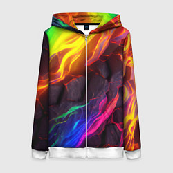Женская толстовка на молнии Neon rainbow lava