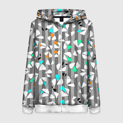 Толстовка на молнии женская Abstract pattern on striped gray background, цвет: 3D-белый