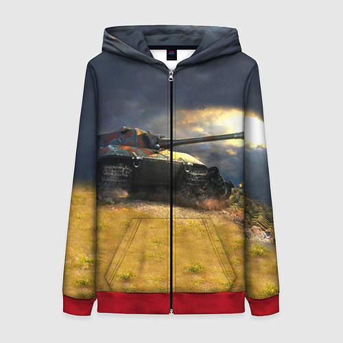 Женская толстовка на молнии Танк Е100 / 3D-Красный – фото 1