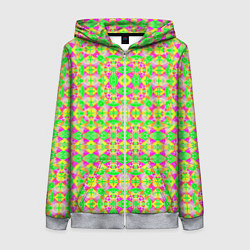 Женская толстовка на молнии Желтый, зеленый, малиновый калейдоскопический неон