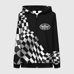 Толстовка на молнии женская FAW racing flag, цвет: 3D-черный