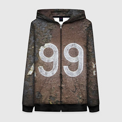 Женская толстовка на молнии Номер 99 на ржавом металле